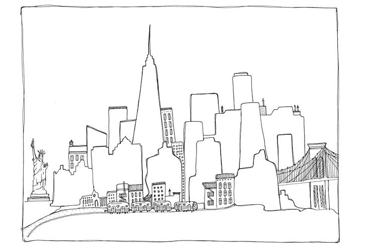 An illustration of NYC to fill in (link to larger image below to print out)